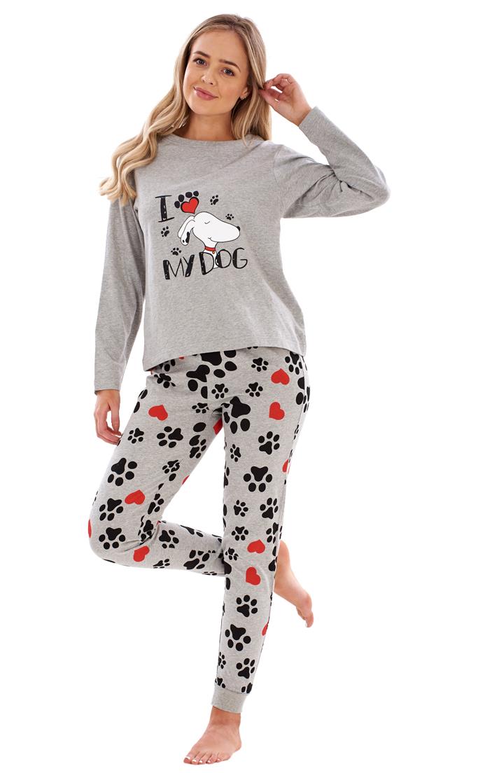Ladies I Love My Dog Loungewear Cat Pet Cotton Rich PJ'S Pyjama Set - Picture 29 of 48