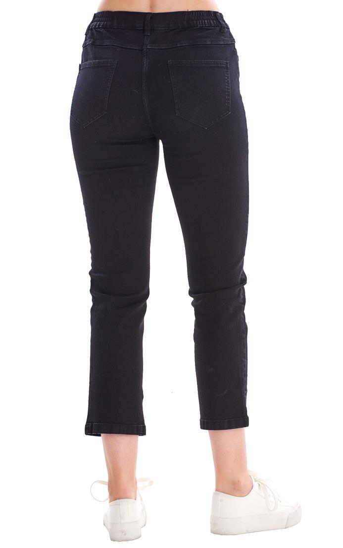 Ladies Straight Leg Elasticated Waist Crop Jeans - Picture 8 of 26