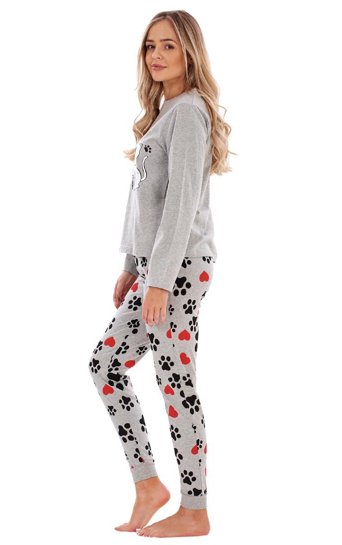 Ladies I Love My Dog Loungewear Cat Pet Cotton Rich PJ'S Pyjama Set - Picture 24 of 48
