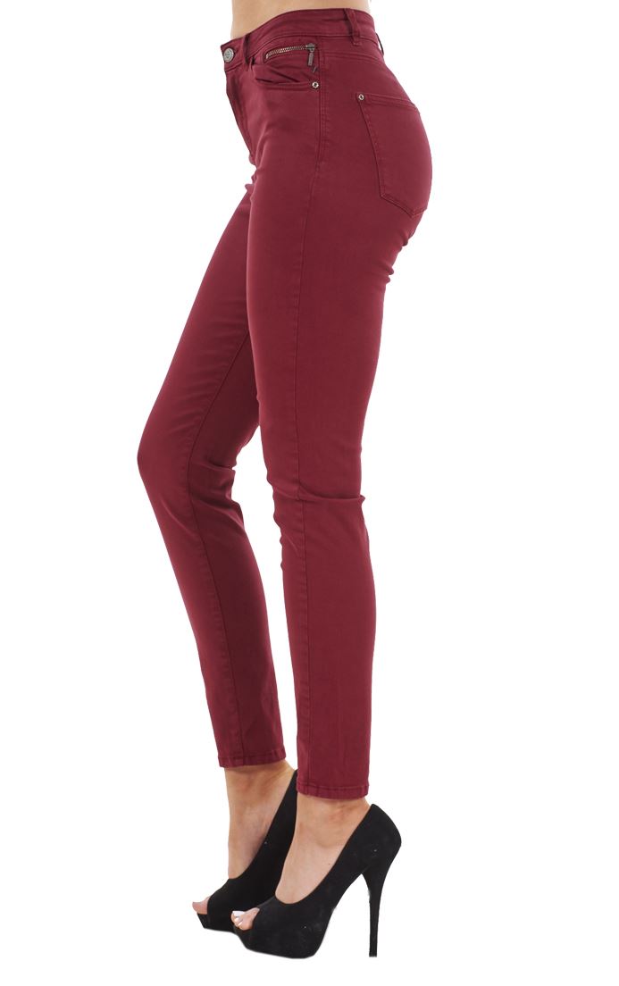 Ladies Skinny Womens Coloured Cotton Pants Stretch Regular Fit Jeans - Picture 35 of 40