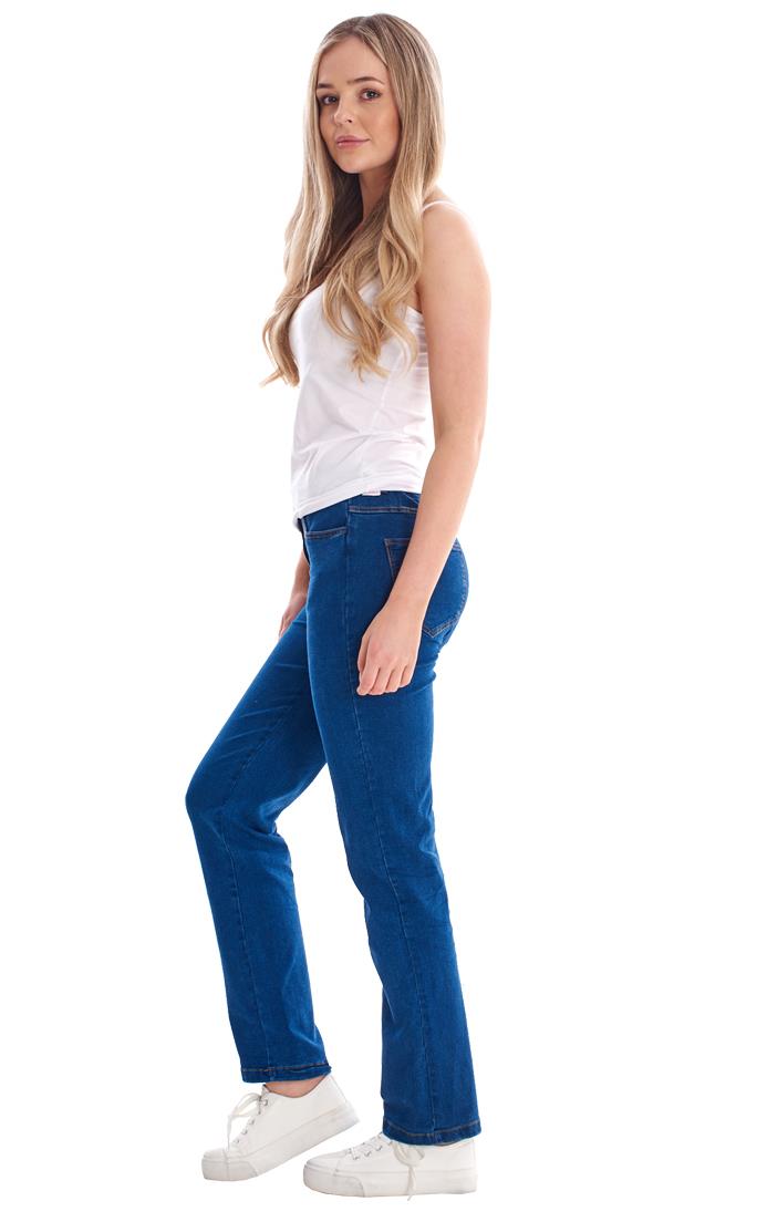 Ladies Straight Leg Elasticated Waist Crop Jeans - Picture 17 of 26