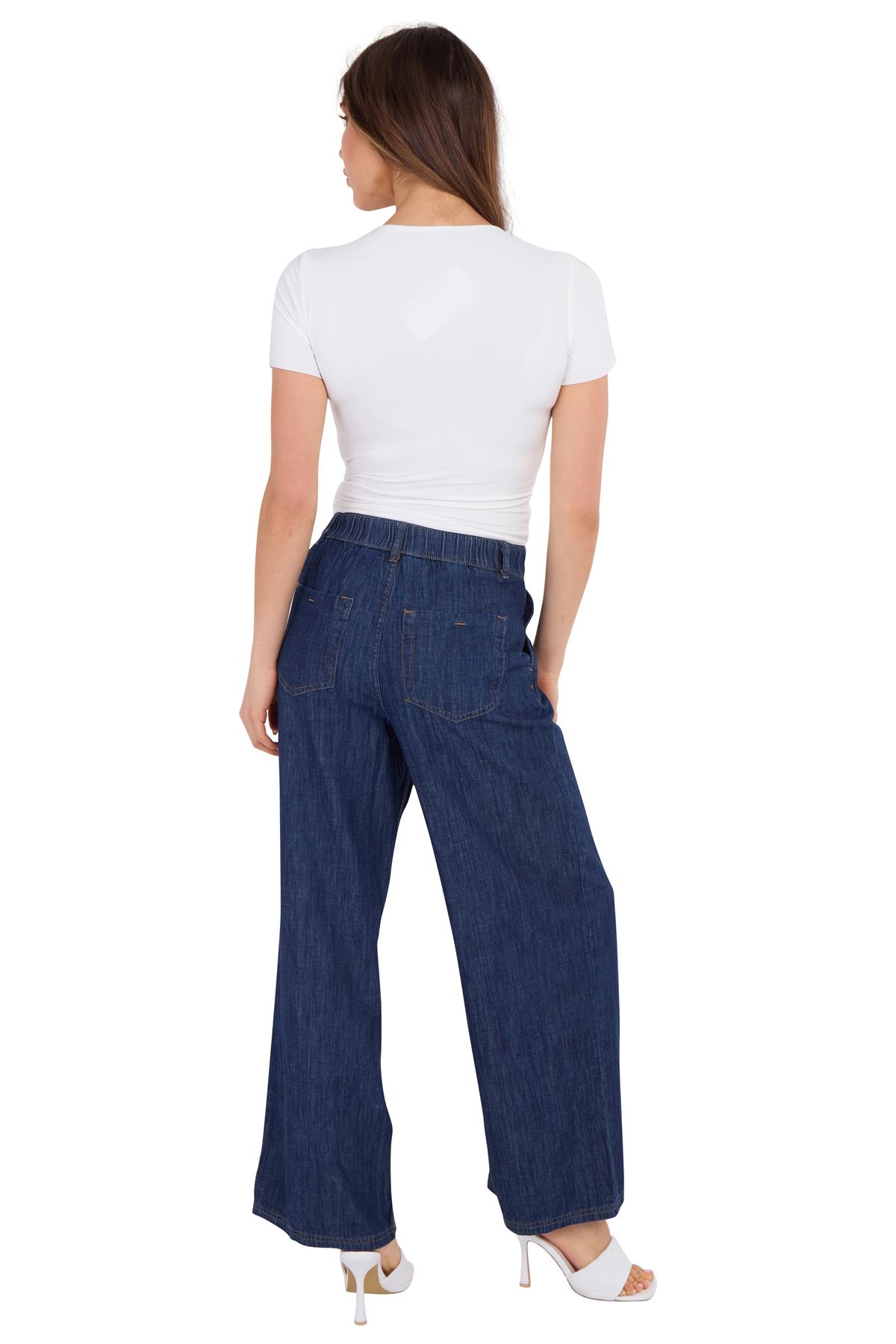 Ladies EXM&S Pur Una High Waisted Elasticated Wide Leg Jeans Denim - Picture 7 of 13