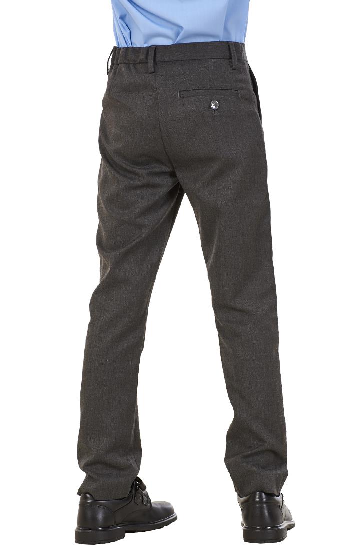 Boys Stain Resistant Adjustable Waist Slim Fit School Trousers Black Grey Navy - Picture 15 of 25