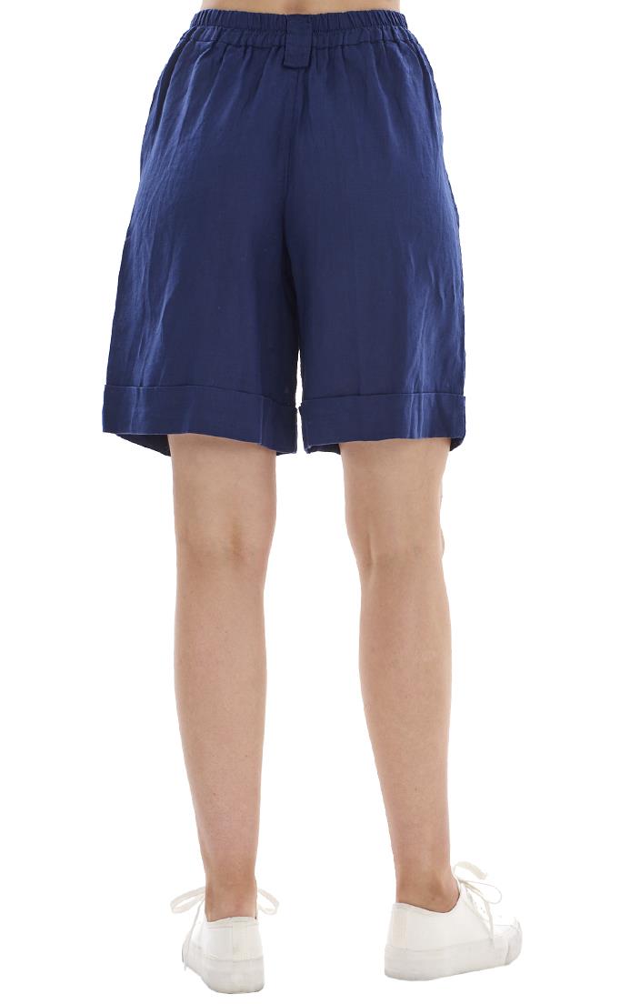 Ladies Pull On Wide Leg Pure Linen Elasticated Shorts - Picture 59 of 91