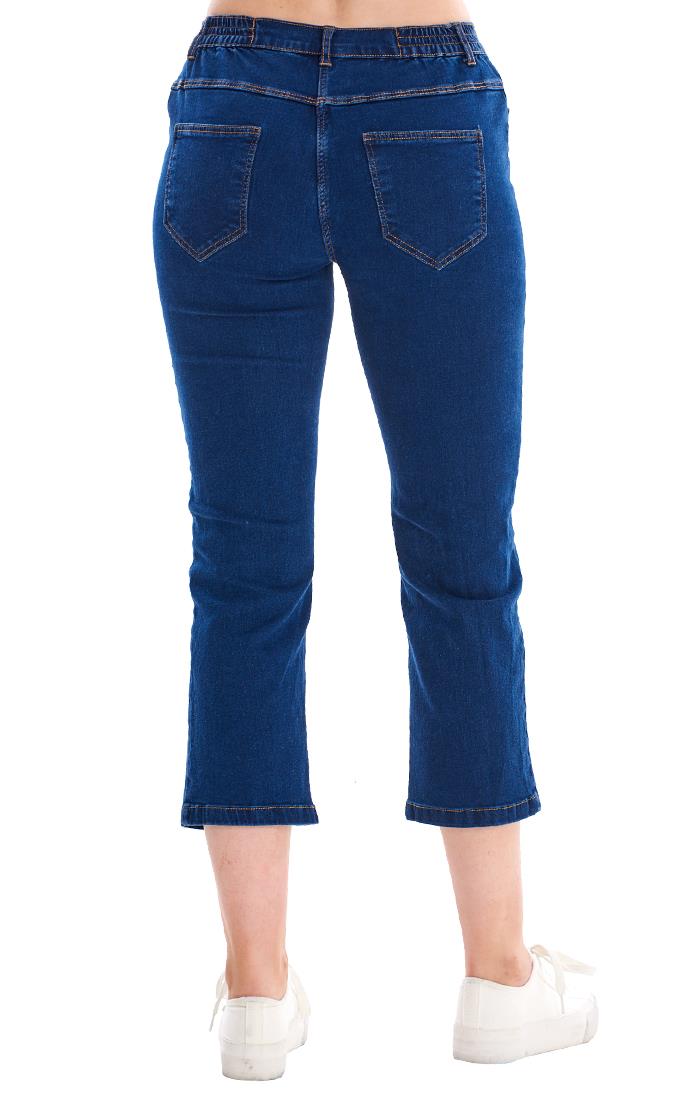 Ladies Straight Leg Elasticated Waist Crop Jeans - Picture 22 of 26
