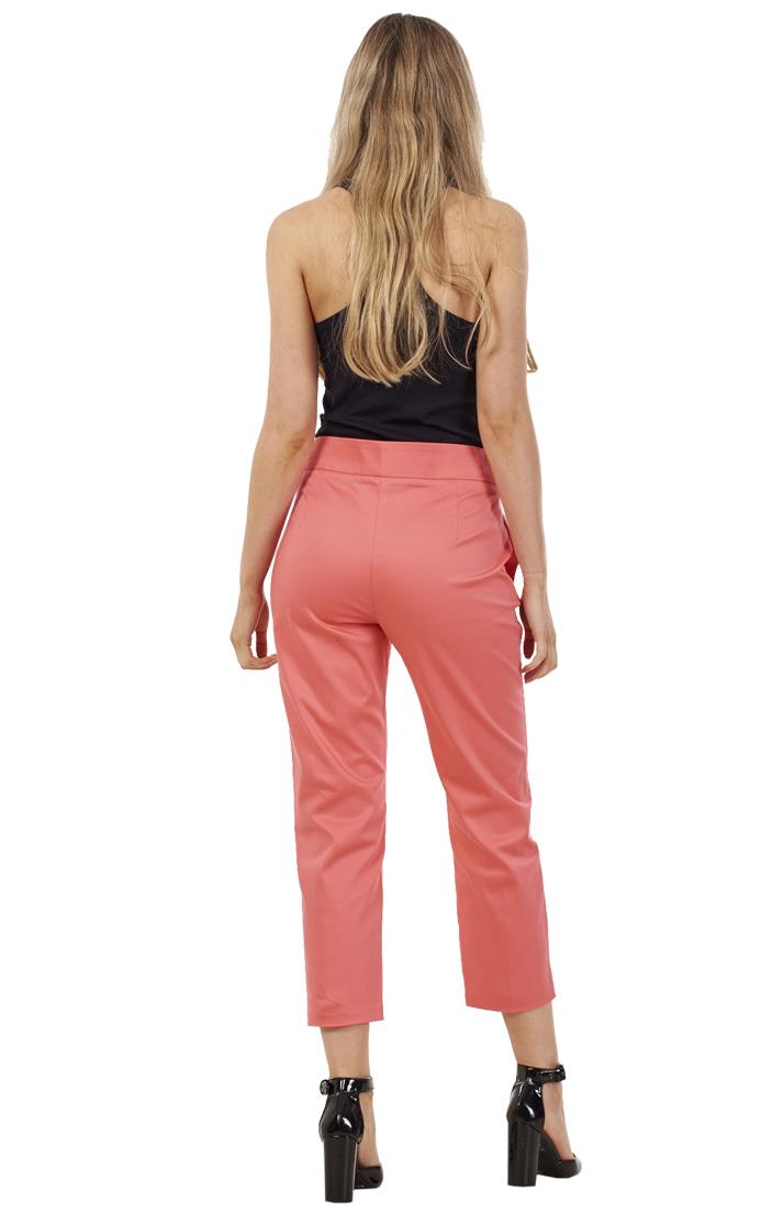 Ladies Pink Cotton Rich Slim Cropped Pants 3/4 Womens Stretch Crop Trousers - Picture 9 of 9