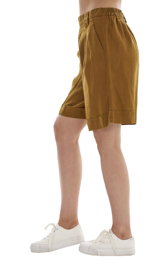 Ladies Pull On Wide Leg Pure Linen Elasticated Shorts - Picture 44 of 91
