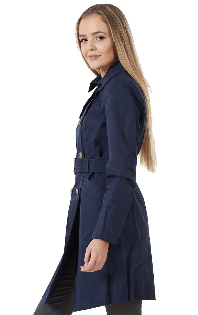 Ladies BHS Shower Proof Raincoat Jacket Belt Waterproof Navy Coat eBay