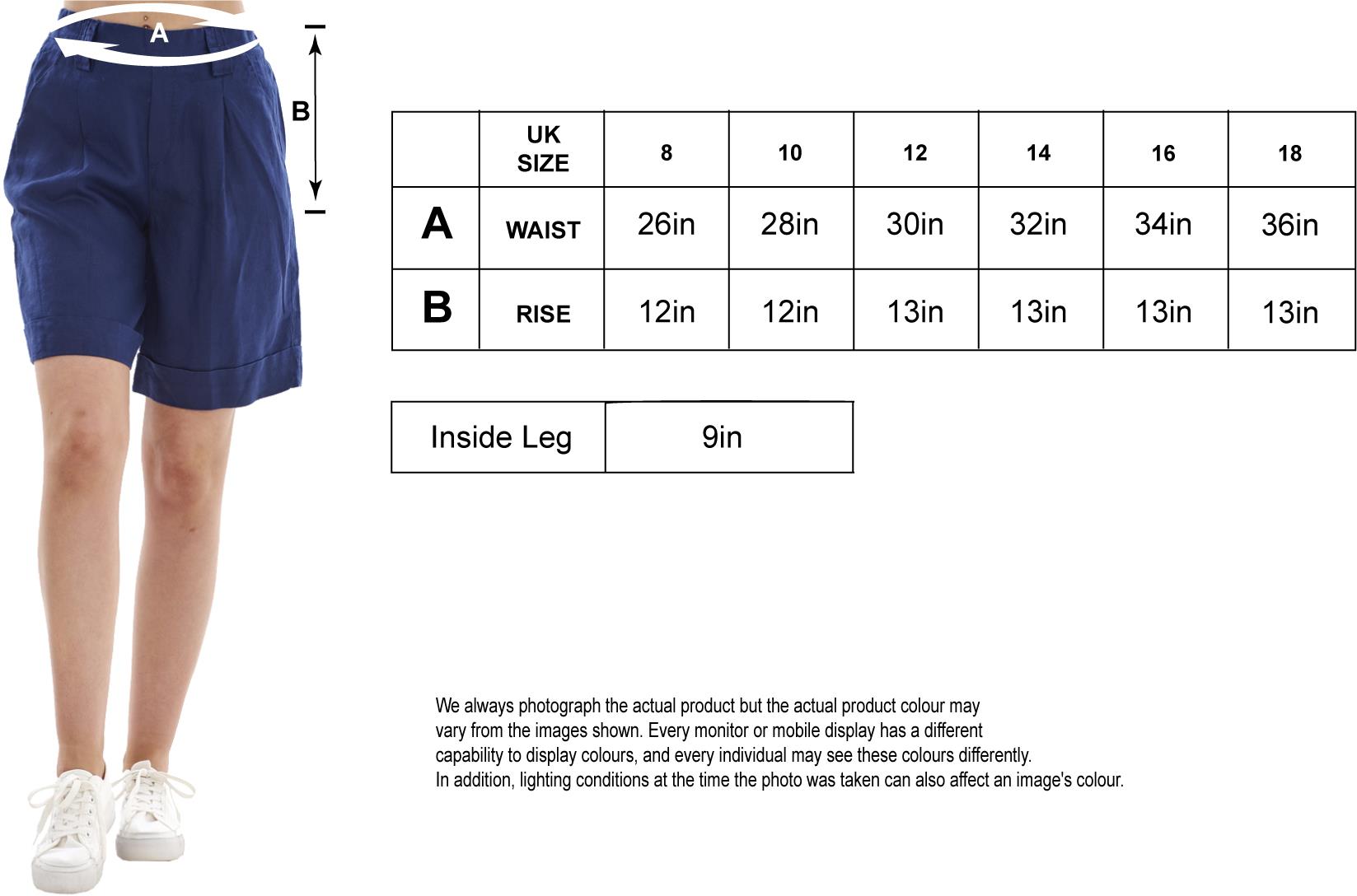 Ladies Pull On Wide Leg Pure Linen Elasticated Shorts - Picture 63 of 91