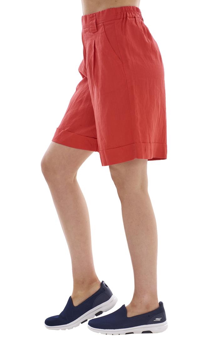 Ladies Pull On Wide Leg Pure Linen Elasticated Shorts - Picture 72 of 91