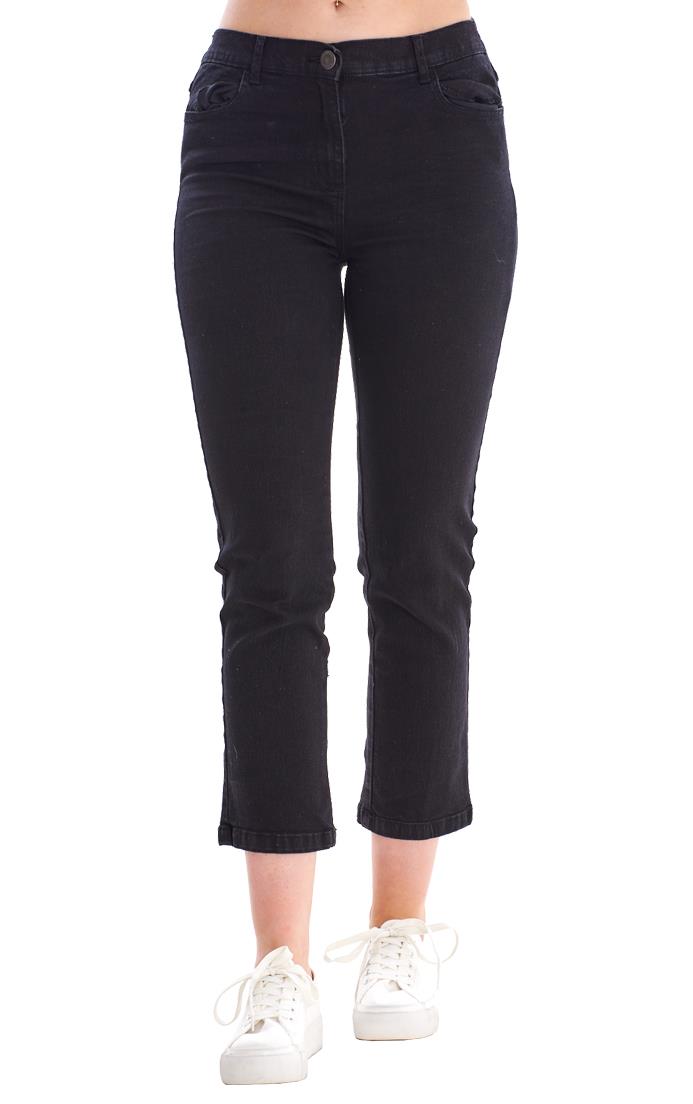 Ladies Straight Leg Elasticated Waist Crop Jeans - Picture 6 of 26