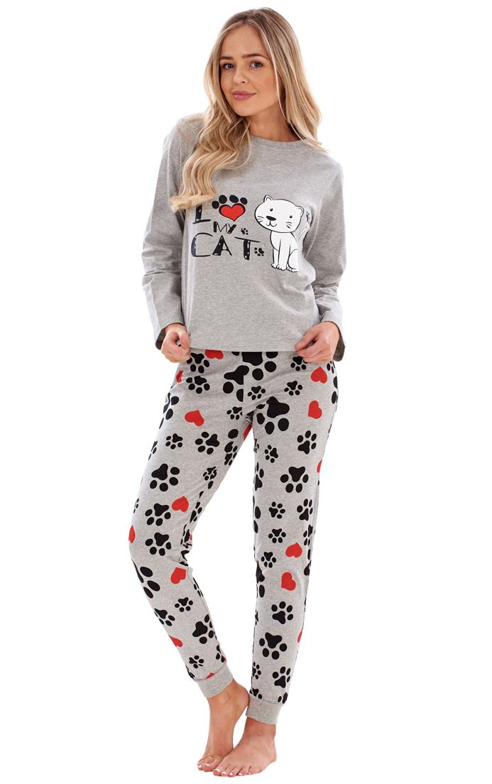 Ladies I Love My Dog Loungewear Cat Pet Cotton Rich PJ'S Pyjama Set - Picture 21 of 48