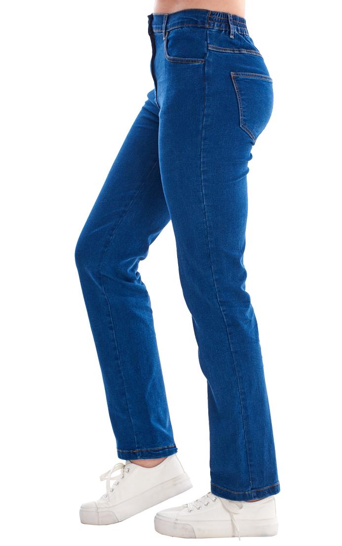 Ladies Straight Leg Elasticated Waist Crop Jeans - Picture 14 of 26