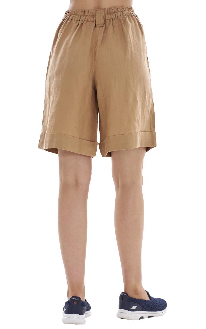 Ladies Pull On Wide Leg Pure Linen Elasticated Shorts - Picture 24 of 91