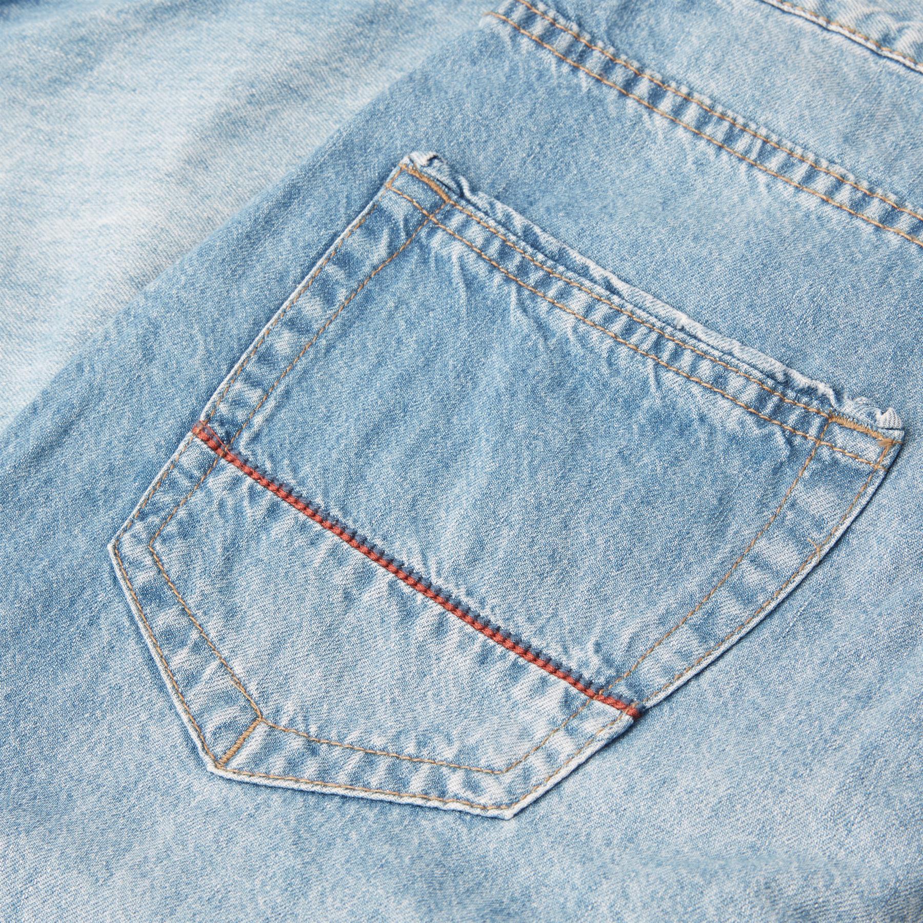 Mens Premium 100% Cotton Regular Fit Casual Blue Grey Denim Shorts - Picture 25 of 25