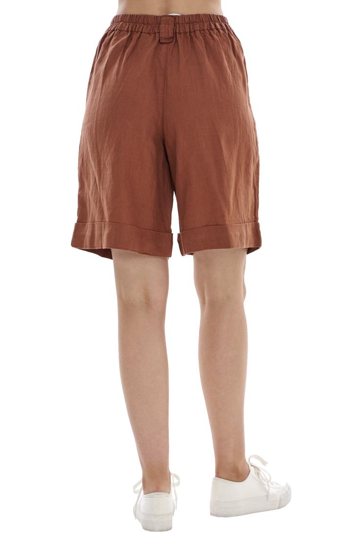 Ladies Pull On Wide Leg Pure Linen Elasticated Shorts - Picture 31 of 91