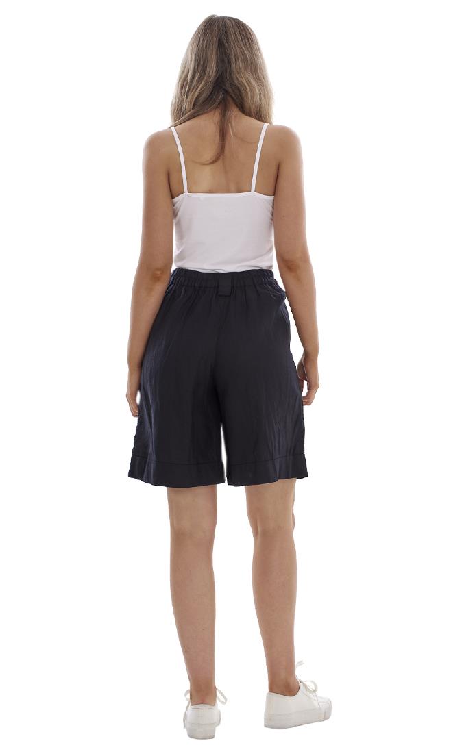 Ladies Pull On Wide Leg Pure Linen Elasticated Shorts - Picture 13 of 91