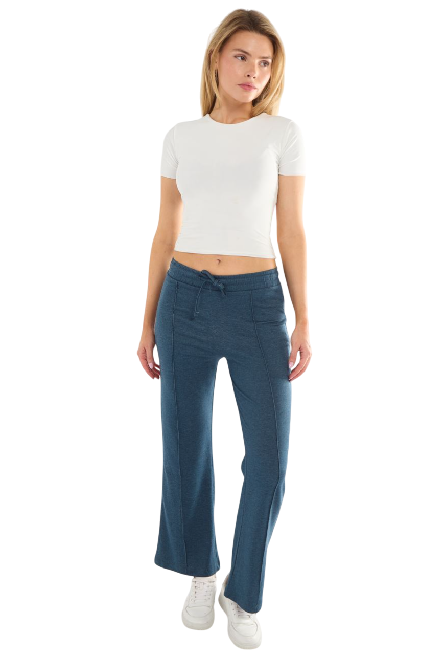 Ladies Flared Joggers 28" Leg Soft Touch Lightweight Stretch Lounge Pants - Picture 7 of 19