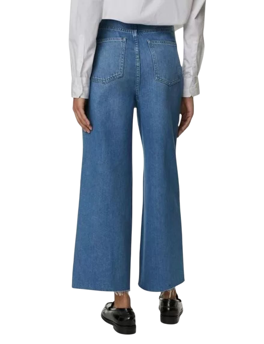 Ladies EX M&S Wide Leg Raw Hem Ankle Grazer High Rise Jeans - Picture 4 of 7