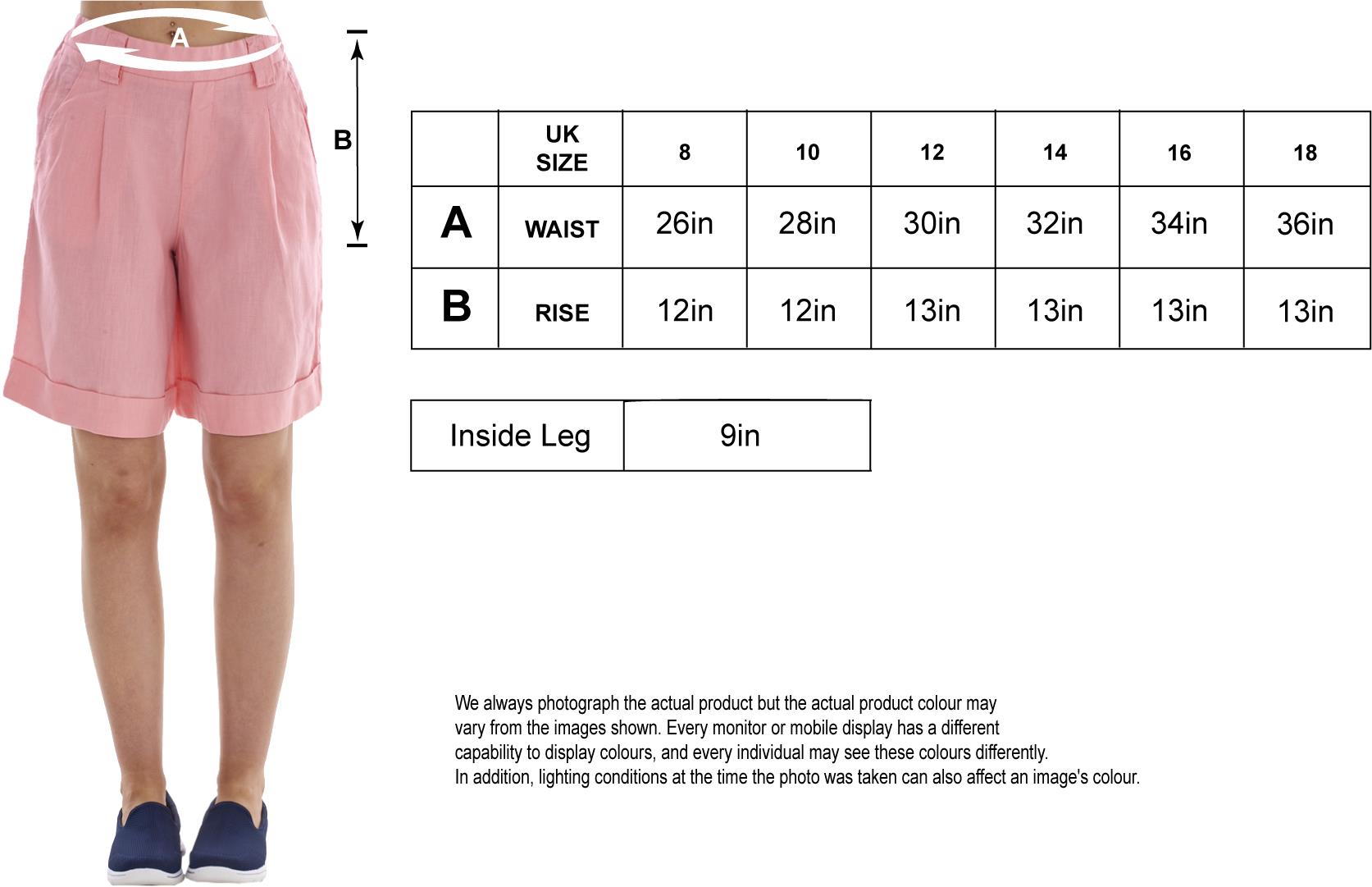 Ladies Pull On Wide Leg Pure Linen Elasticated Shorts - Picture 70 of 91