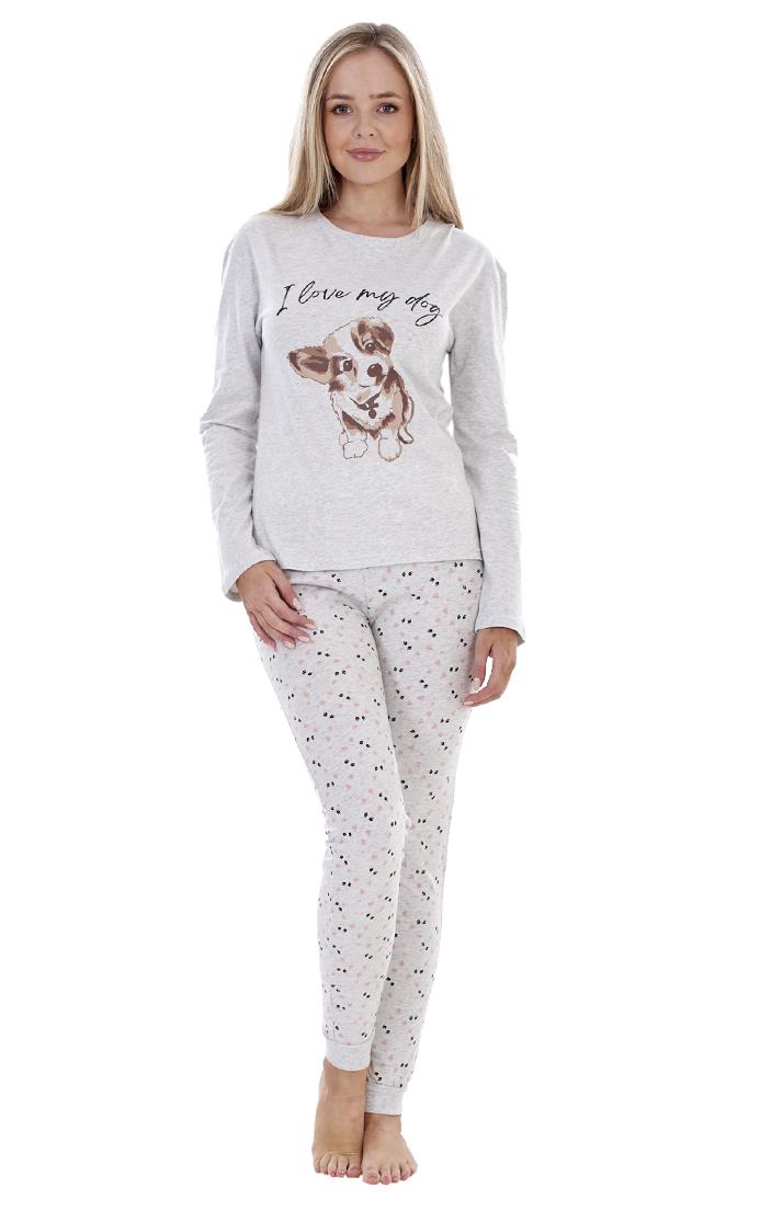 Ladies I Love My Dog Loungewear Cat Pet Cotton Rich PJ'S Pyjama Set - Picture 35 of 48