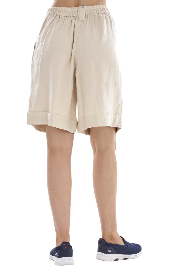 Ladies Pull On Wide Leg Pure Linen Elasticated Shorts - Picture 80 of 91