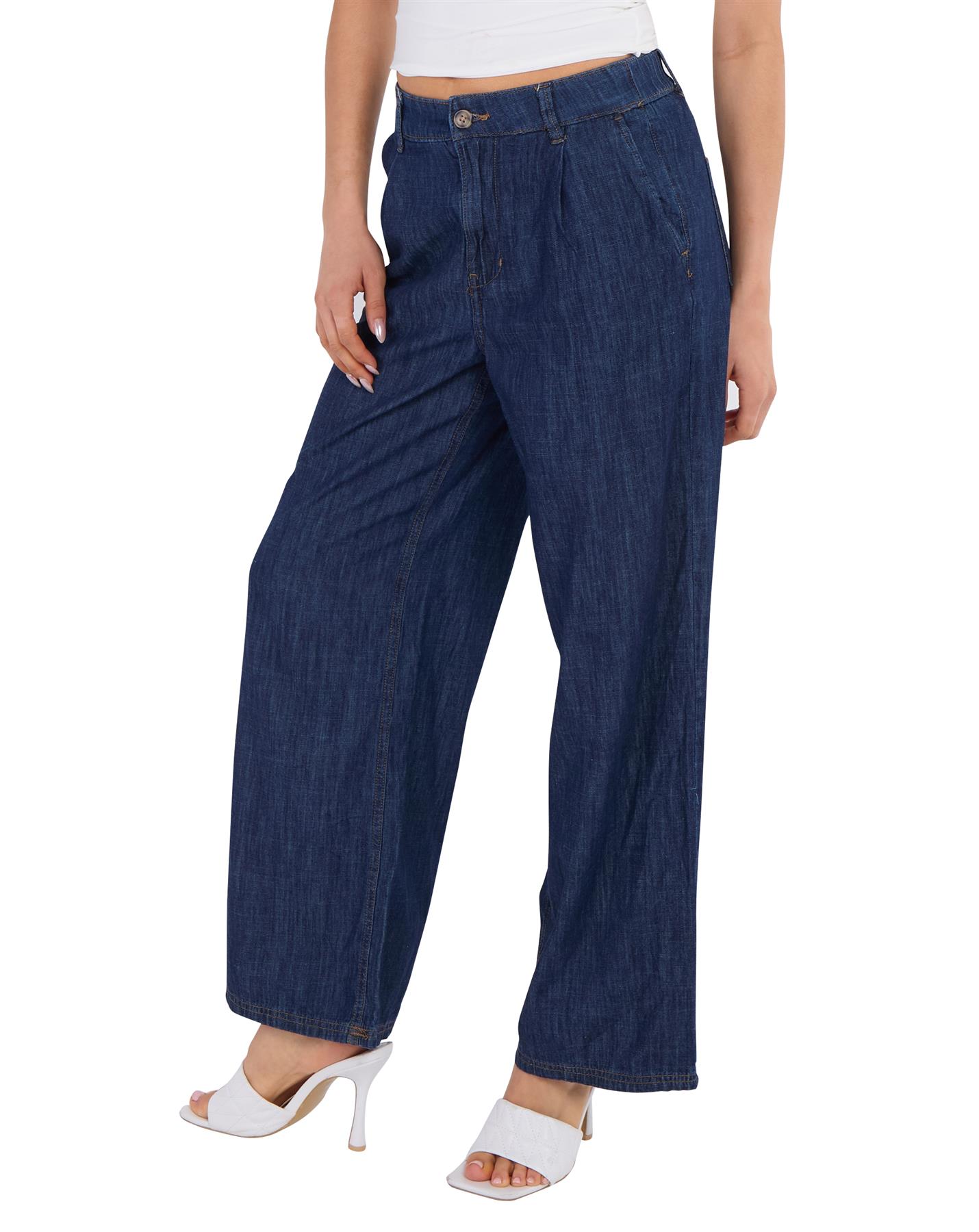 Ladies EXM&S Pur Una High Waisted Elasticated Wide Leg Jeans Denim - Picture 3 of 13