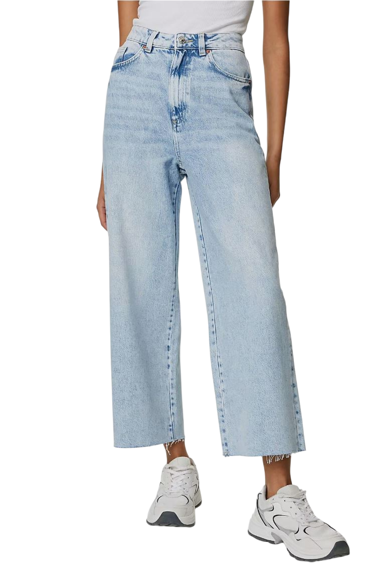 Ladies EX M&S Wide Leg Raw Hem Ankle Grazer High Rise Jeans - Picture 6 of 7