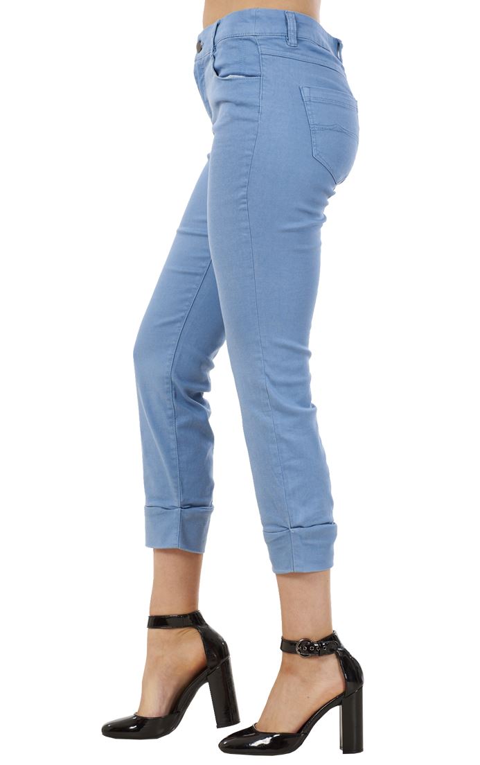 Ladies Cotton Slim Cropped Pants 3/4 Womens Stretch Crop Summer