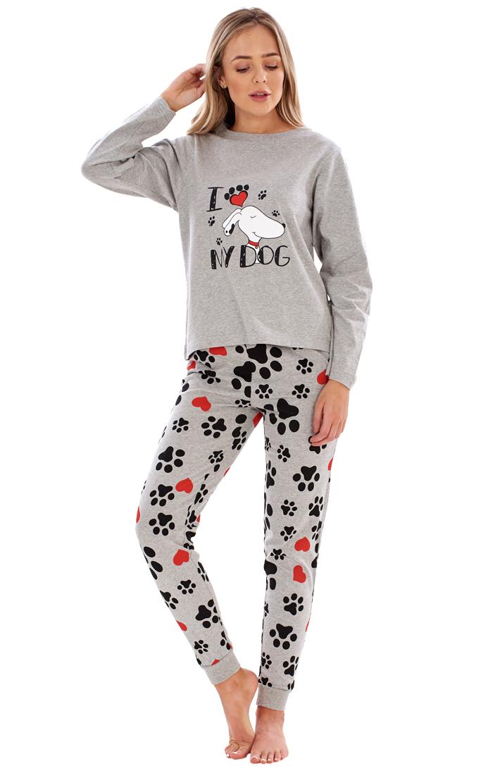 Ladies I Love My Dog Loungewear Cat Pet Cotton Rich PJ'S Pyjama Set - Picture 30 of 48
