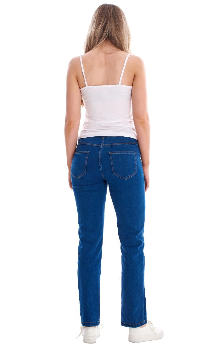 Ladies Straight Leg Elasticated Waist Crop Jeans - Picture 18 of 26