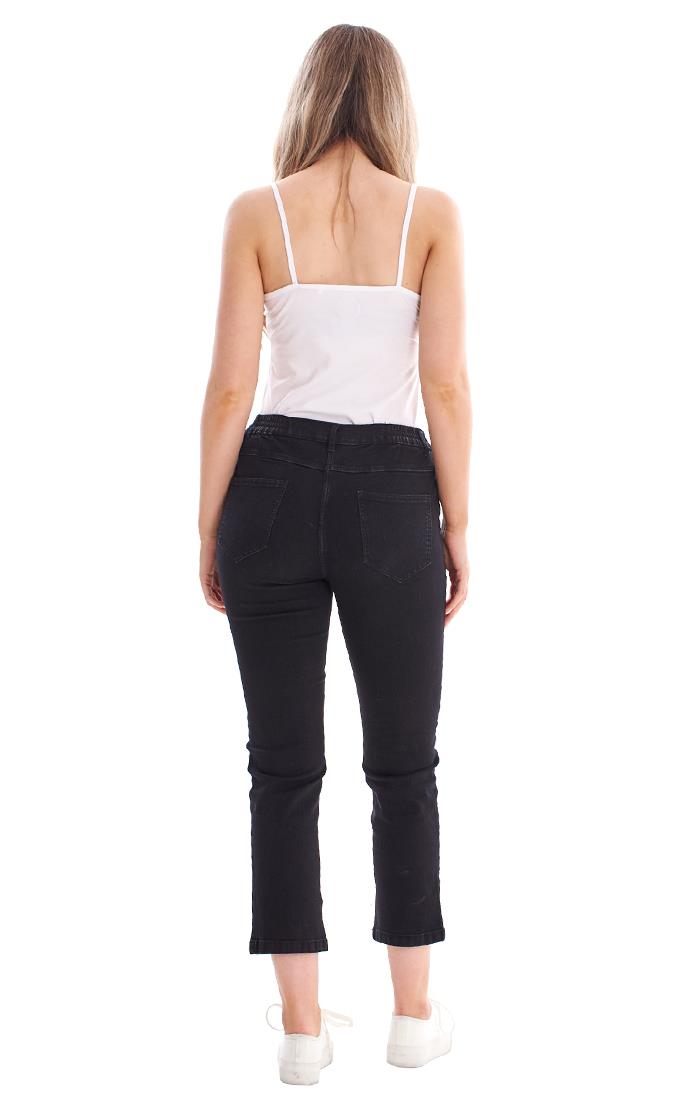 Ladies Straight Leg Elasticated Waist Crop Jeans - Picture 11 of 26