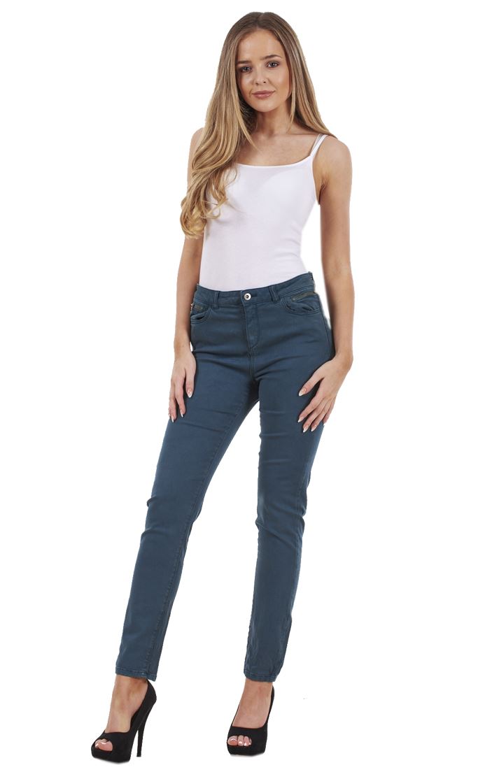 Ladies Skinny Womens Coloured Cotton Pants Stretch Regular Fit Jeans - Picture 18 of 40