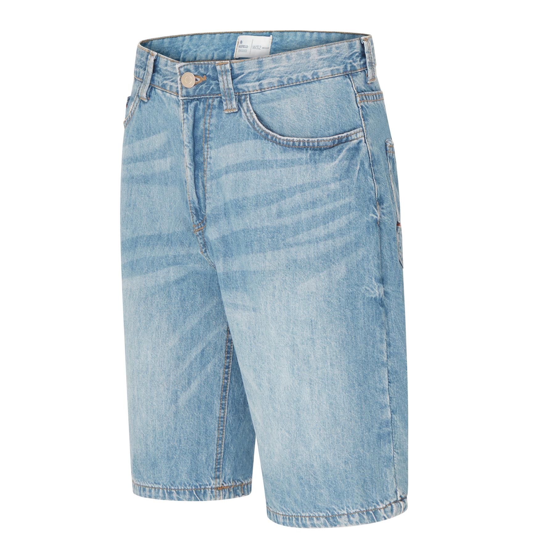 Mens Premium 100% Cotton Regular Fit Casual Blue Grey Denim Shorts - Picture 22 of 25