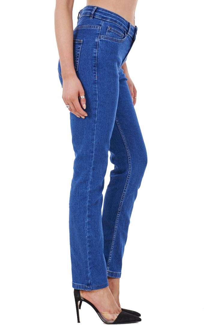 Ladies Straight Leg Womens Denim Pants Stretch Blue Regular Fit Jeans