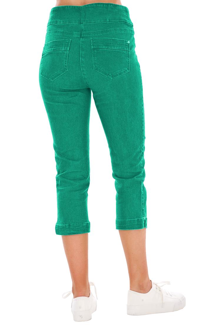 Ladies High Rise Pull On Comfort Crop Stretch Cropped Jeans - Picture 33 of 65