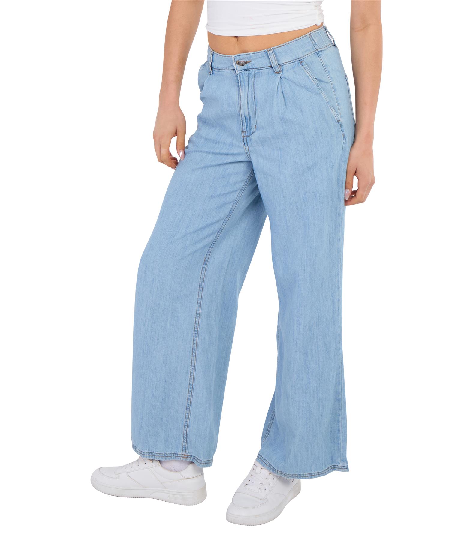 Ladies EXM&S Pur Una High Waisted Elasticated Wide Leg Jeans Denim - Picture 9 of 13