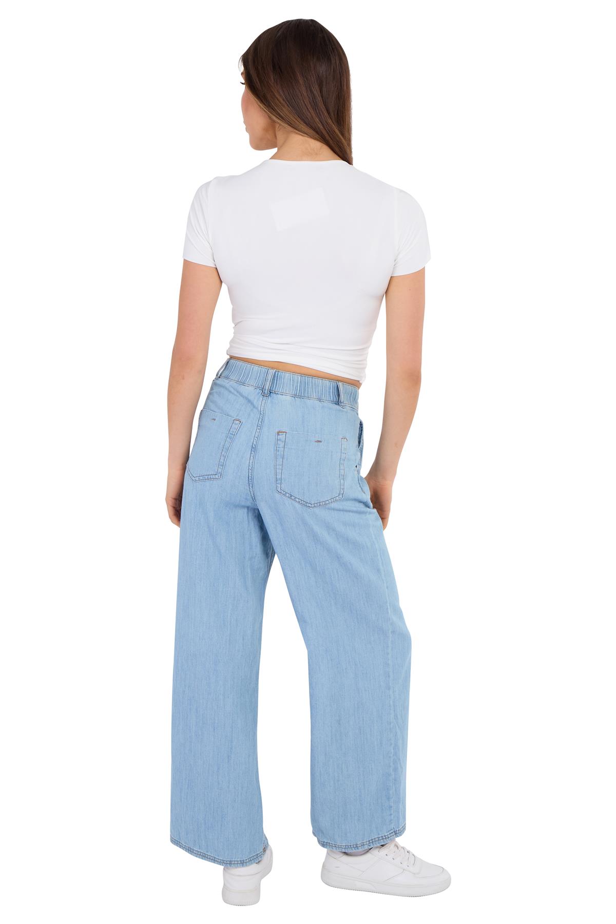 Ladies EXM&S Pur Una High Waisted Elasticated Wide Leg Jeans Denim - Picture 13 of 13