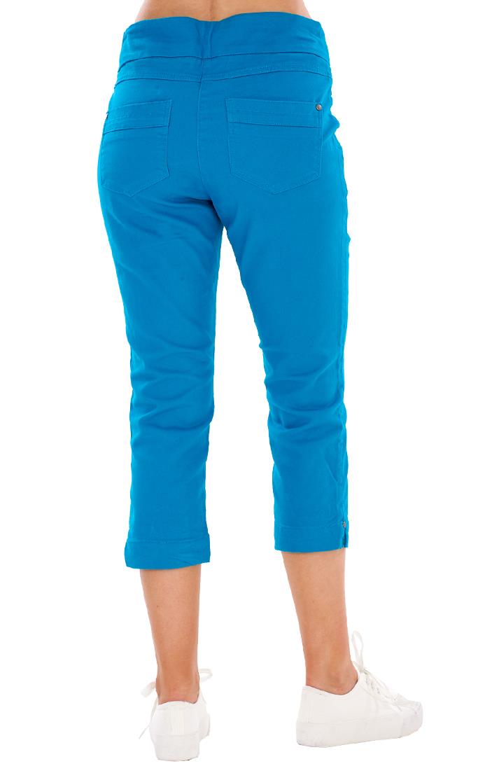 Ladies High Rise Pull On Comfort Crop Stretch Cropped Jeans - Picture 12 of 65