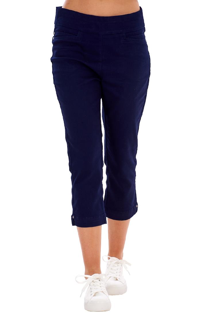 Ladies High Rise Pull On Comfort Crop Stretch Cropped Jeans - Picture 52 of 65
