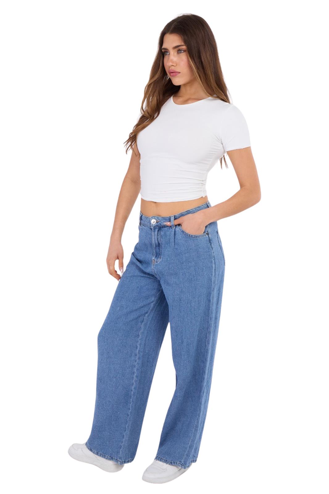 Ladies ex M&S High Rise Wide Leg Jeans - Picture 6 of 15