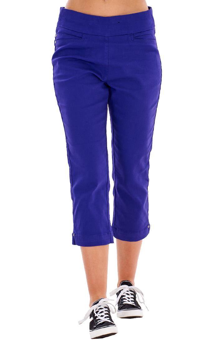 Ladies High Rise Pull On Comfort Crop Stretch Cropped Jeans - Picture 38 of 65