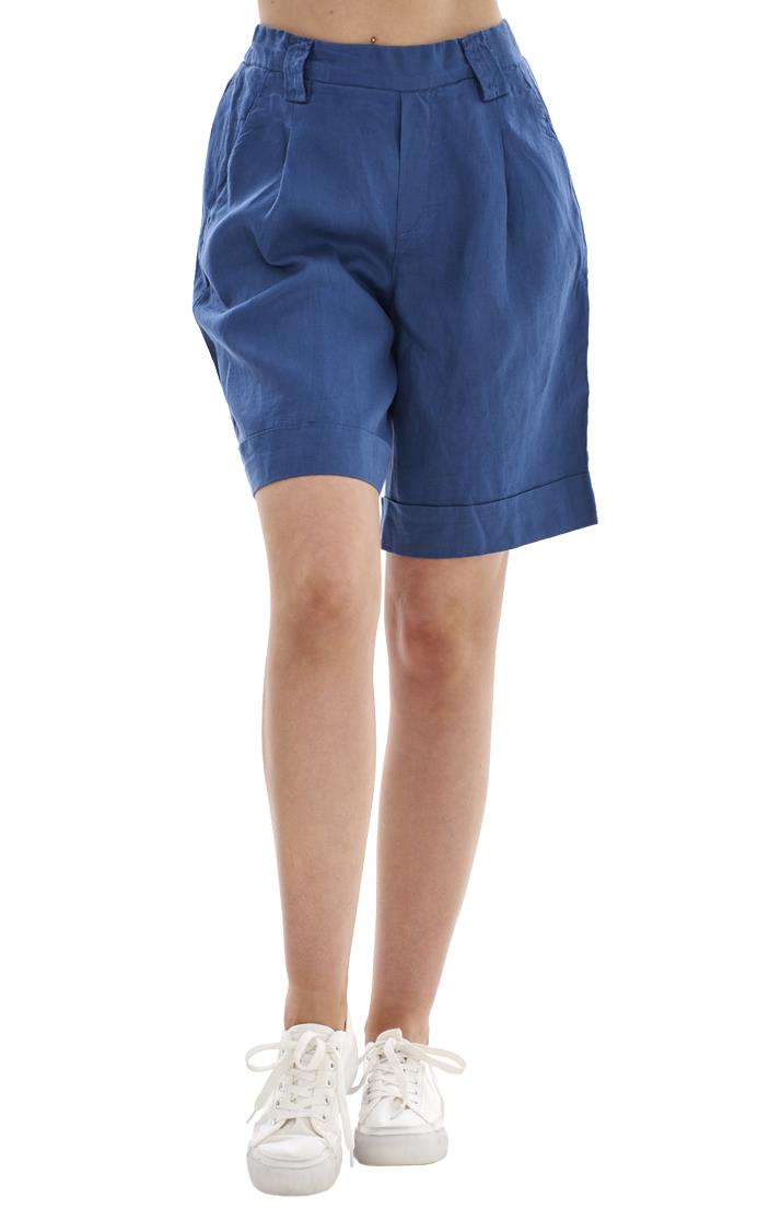Ladies Pull On Wide Leg Pure Linen Elasticated Shorts - Picture 15 of 91
