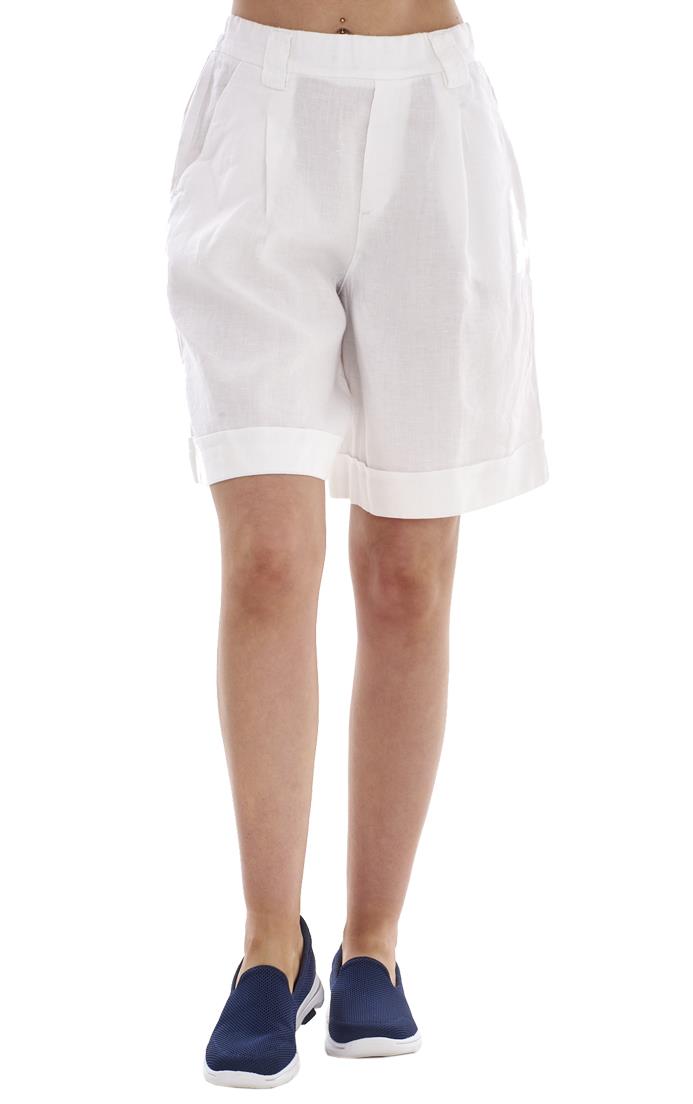 Ladies Pull On Wide Leg Pure Linen Elasticated Shorts - Picture 85 of 91