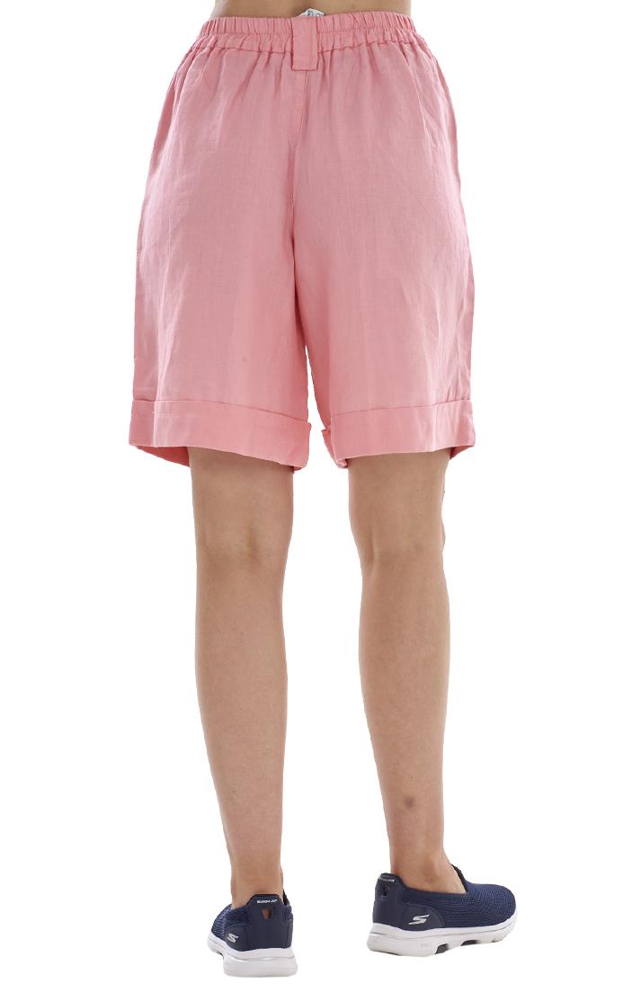 Ladies Pull On Wide Leg Pure Linen Elasticated Shorts - Picture 66 of 91