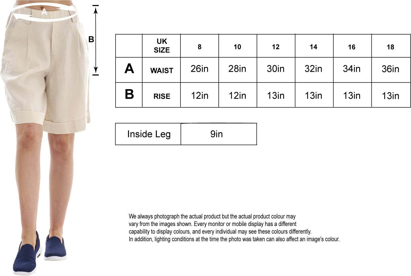 Ladies Pull On Wide Leg Pure Linen Elasticated Shorts - Picture 84 of 91