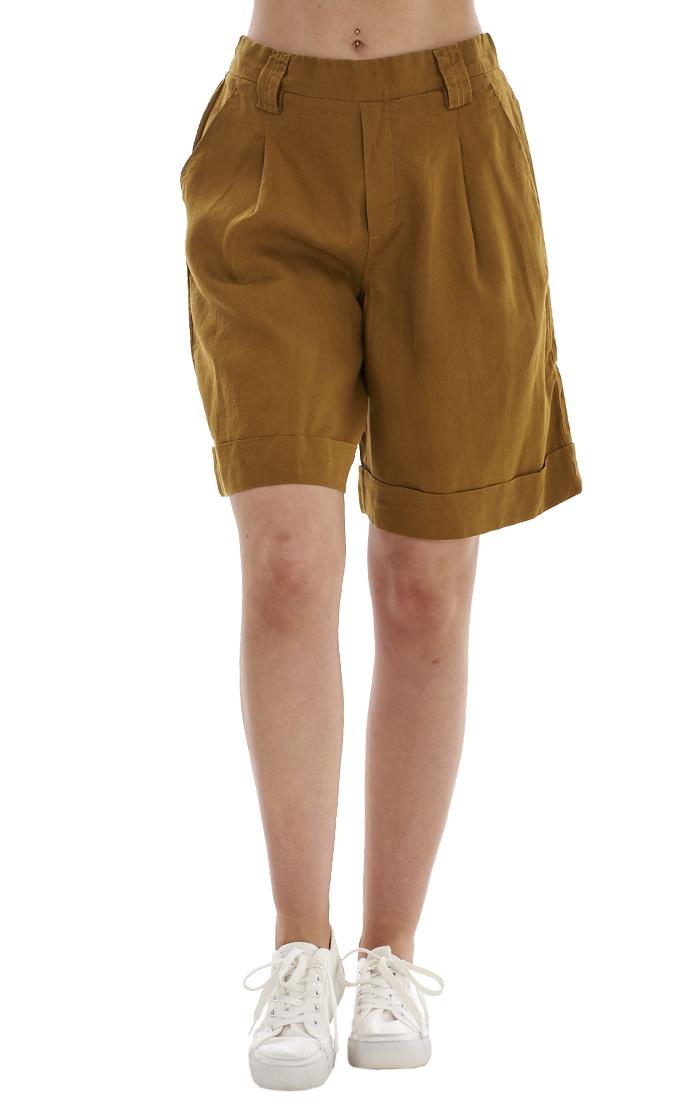 Ladies Pull On Wide Leg Pure Linen Elasticated Shorts - Picture 43 of 91