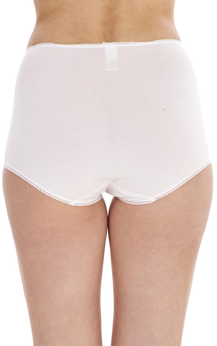 Ladies Multi 3 PACK Knickers Lace Front Cotton Blend High Rise Full