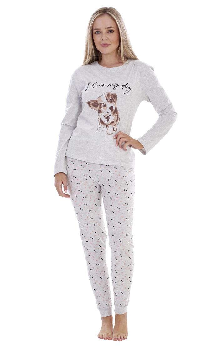 Ladies I Love My Dog Loungewear Cat Pet Cotton Rich PJ'S Pyjama Set - Picture 36 of 48