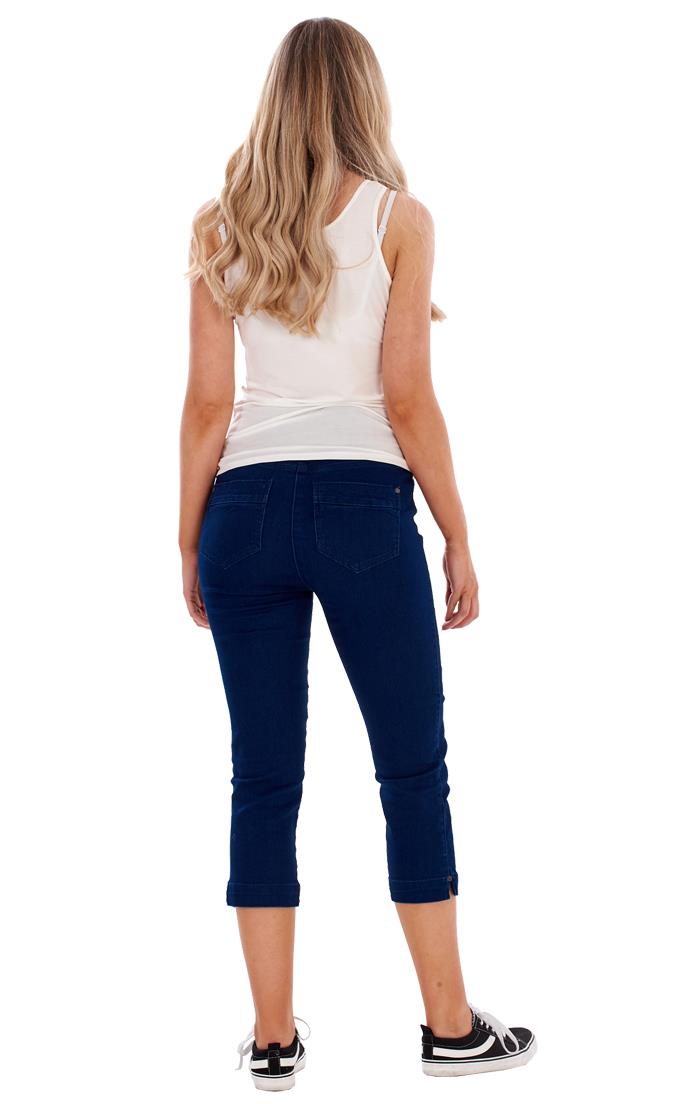 Ladies High Rise Pull On Comfort Crop Stretch Cropped Jeans - Picture 30 of 65